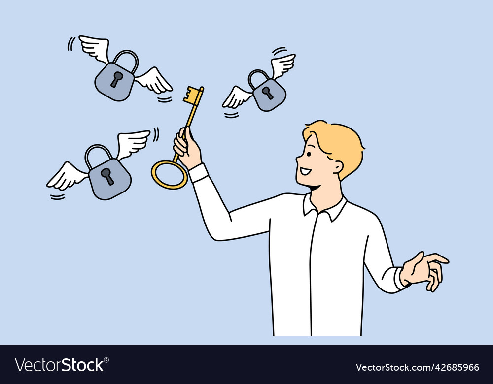Businessman Unlocking Padlocks - Success