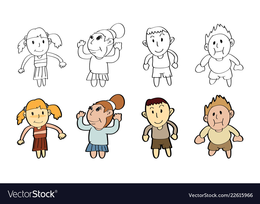 Cartoon Boy Girl Draw Paint Sketch Drawing Vector Image