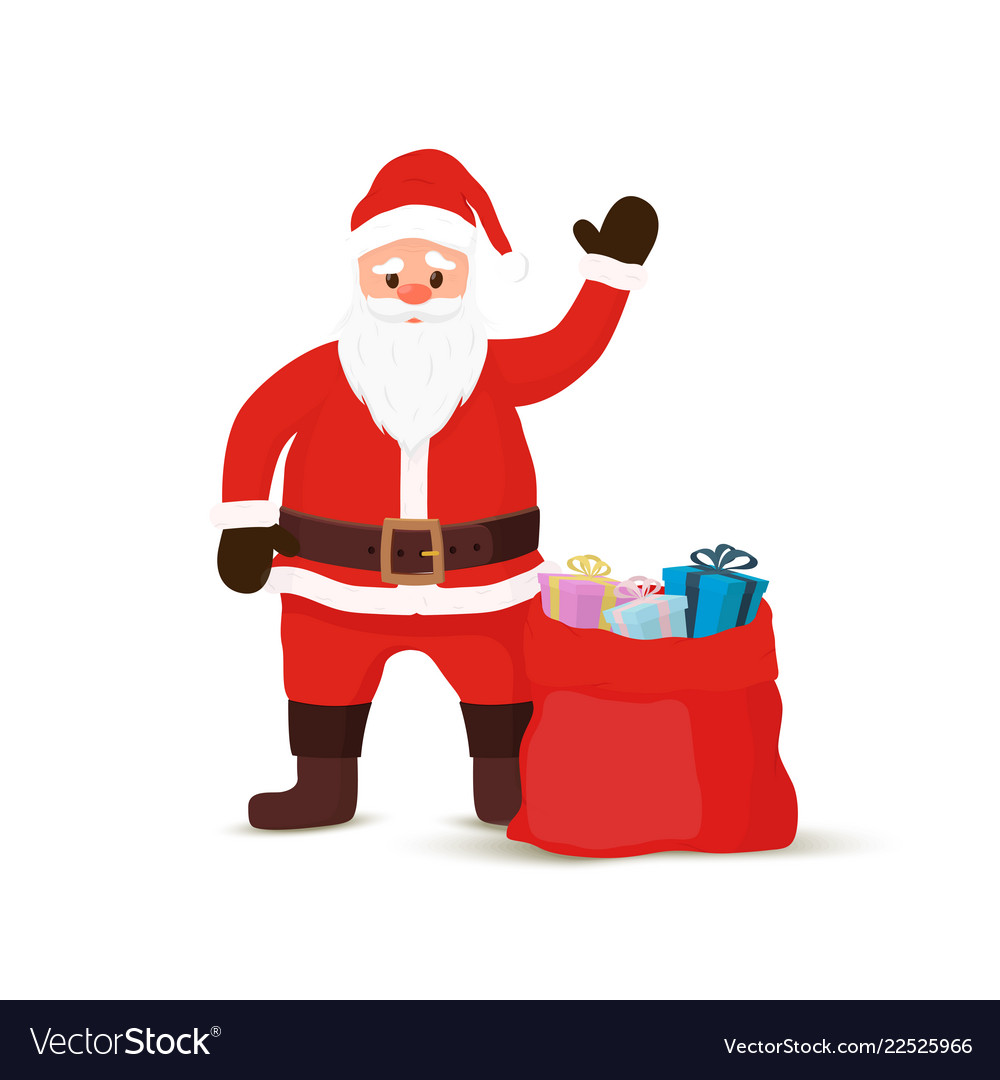 Cartoon santa claus bag sack of gifts Royalty Free Vector