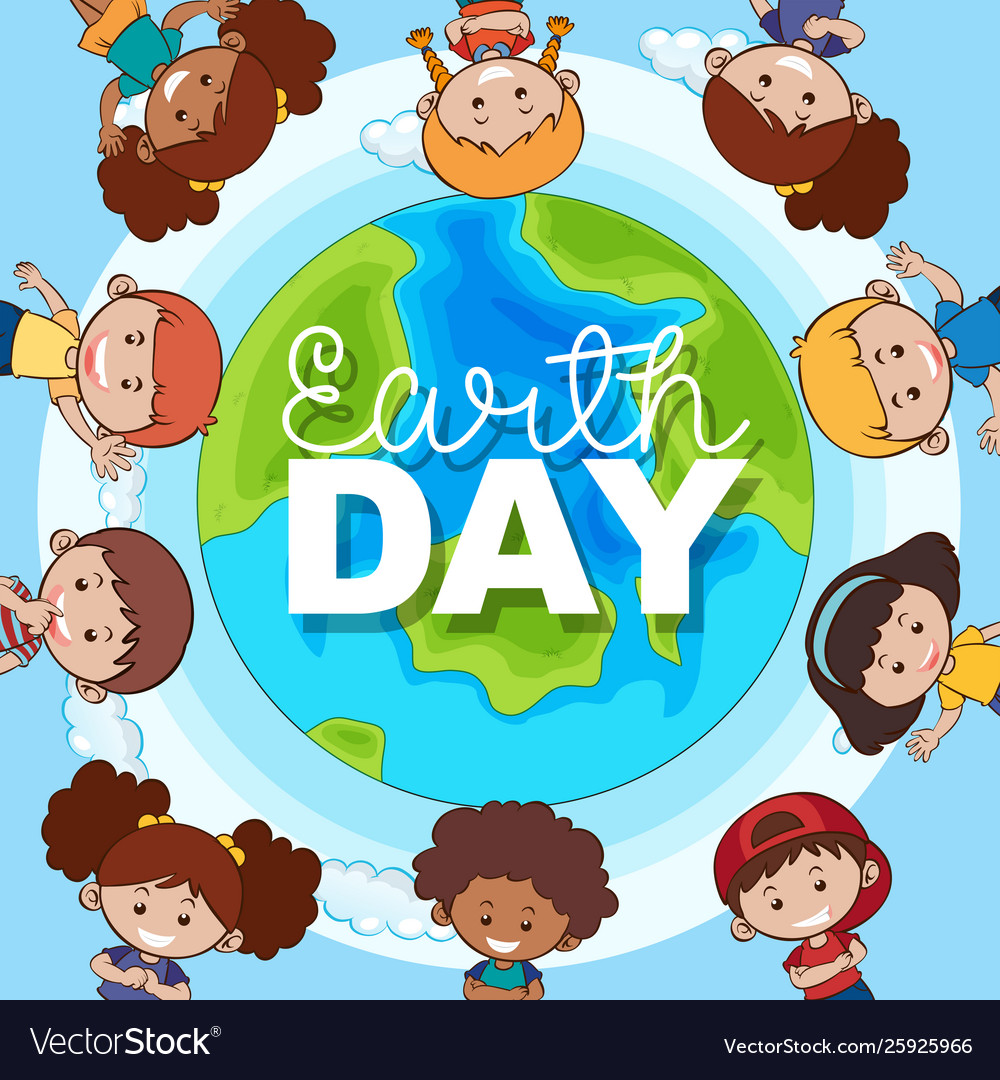 Children with earth Royalty Free Vector Image - VectorStock