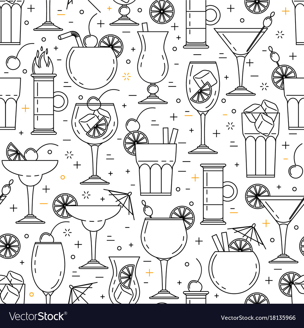 Cocktail alcoholic seamless pattern Royalty Free Vector