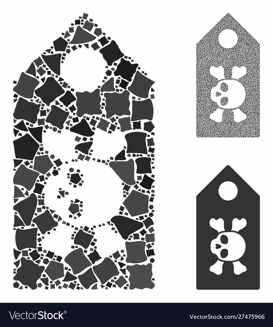 Death label mosaic icon bumpy items vector image Death label mosaic icon bumpy items