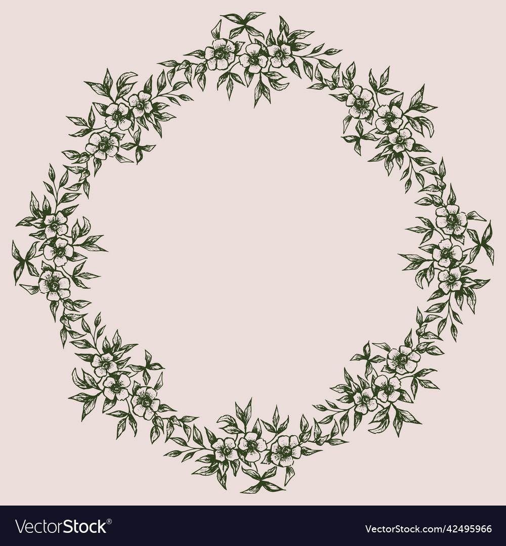 Decorative floral wreath from sketches