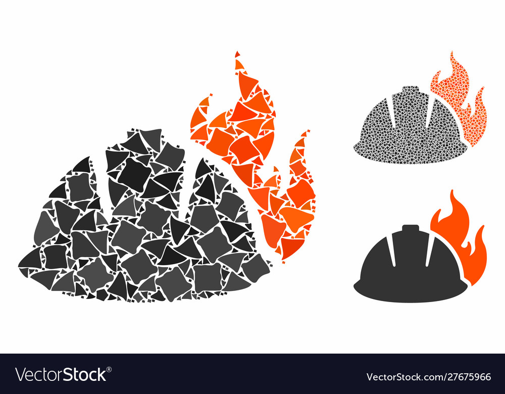 Fire helmet composition icon ragged parts