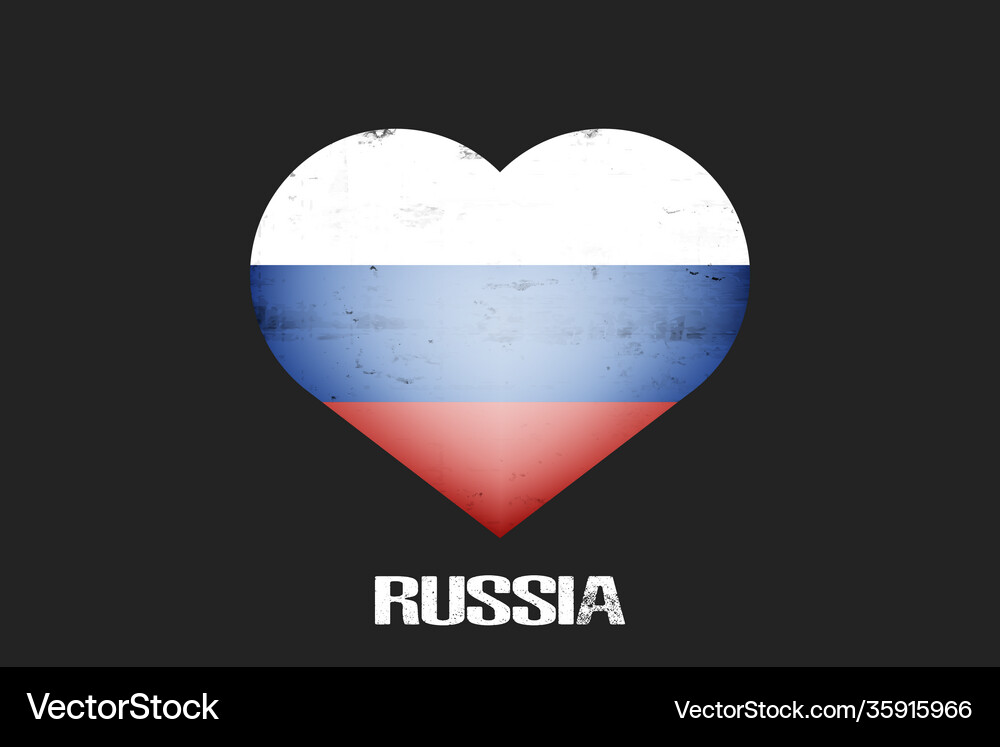 Flag russia in form a heart Royalty Free Vector Image