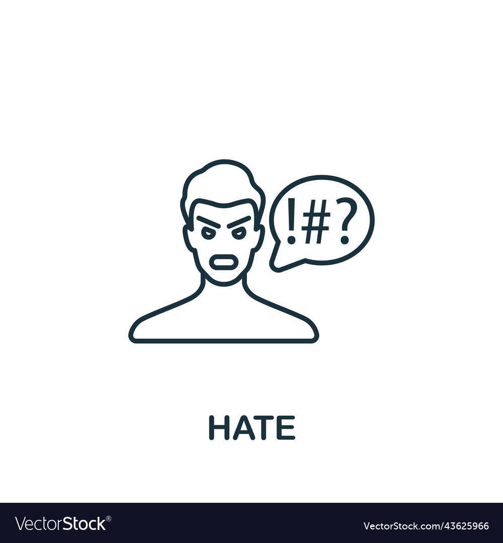 Hate icon monochrome simple line harassment Vector Image