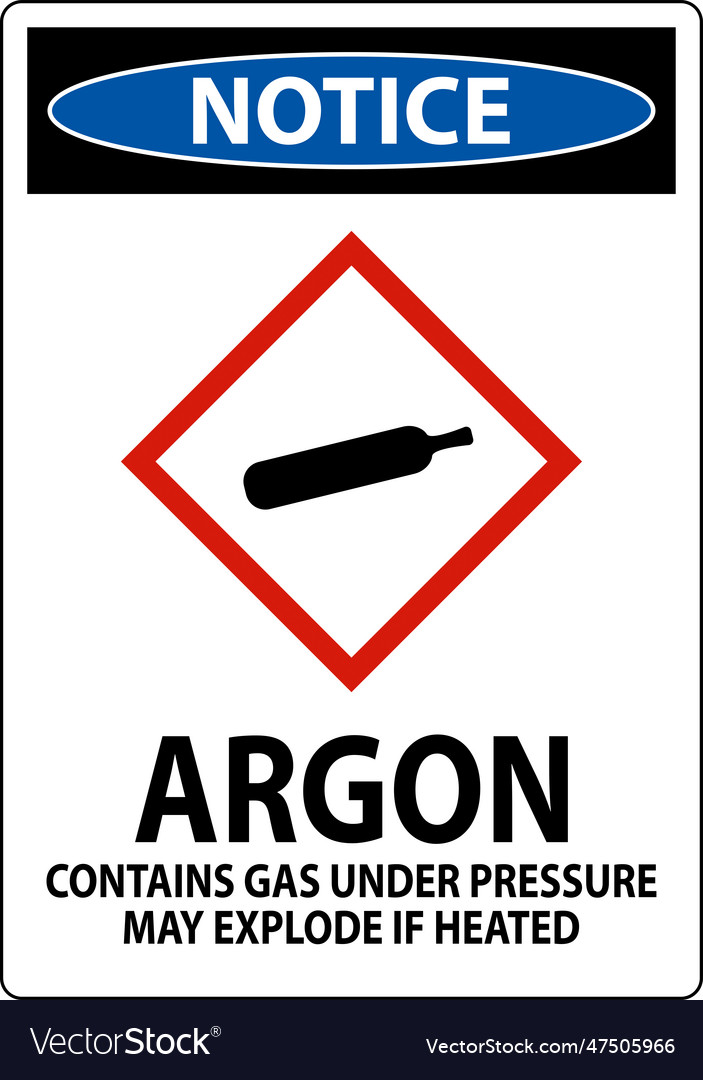 Notice argon ghs sign on white background Vector Image