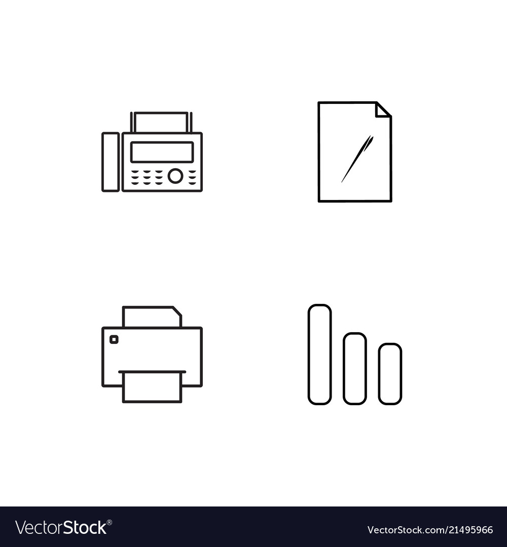 Office linear icons set simple outline