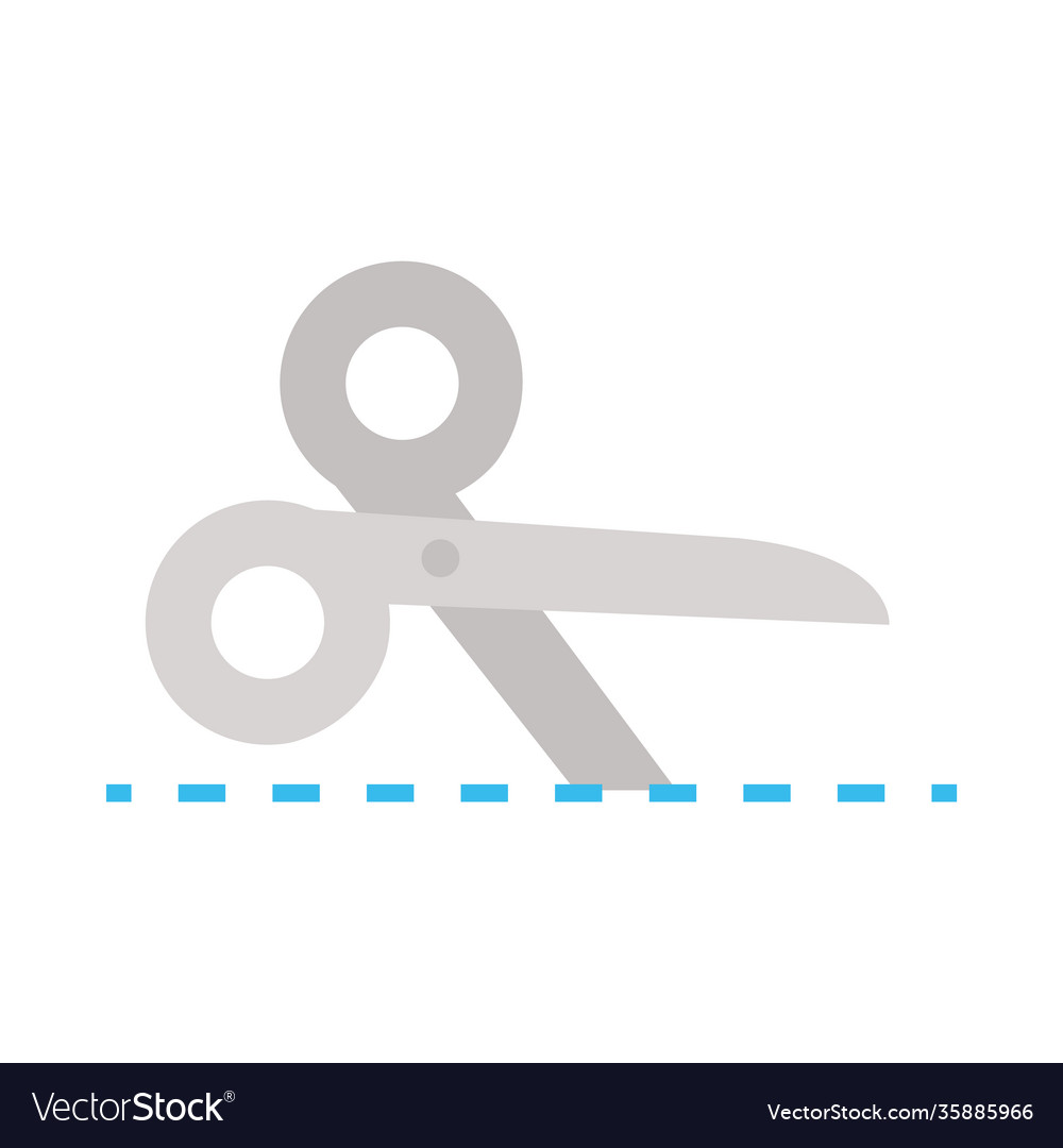 Scissors with dotted line flat style
