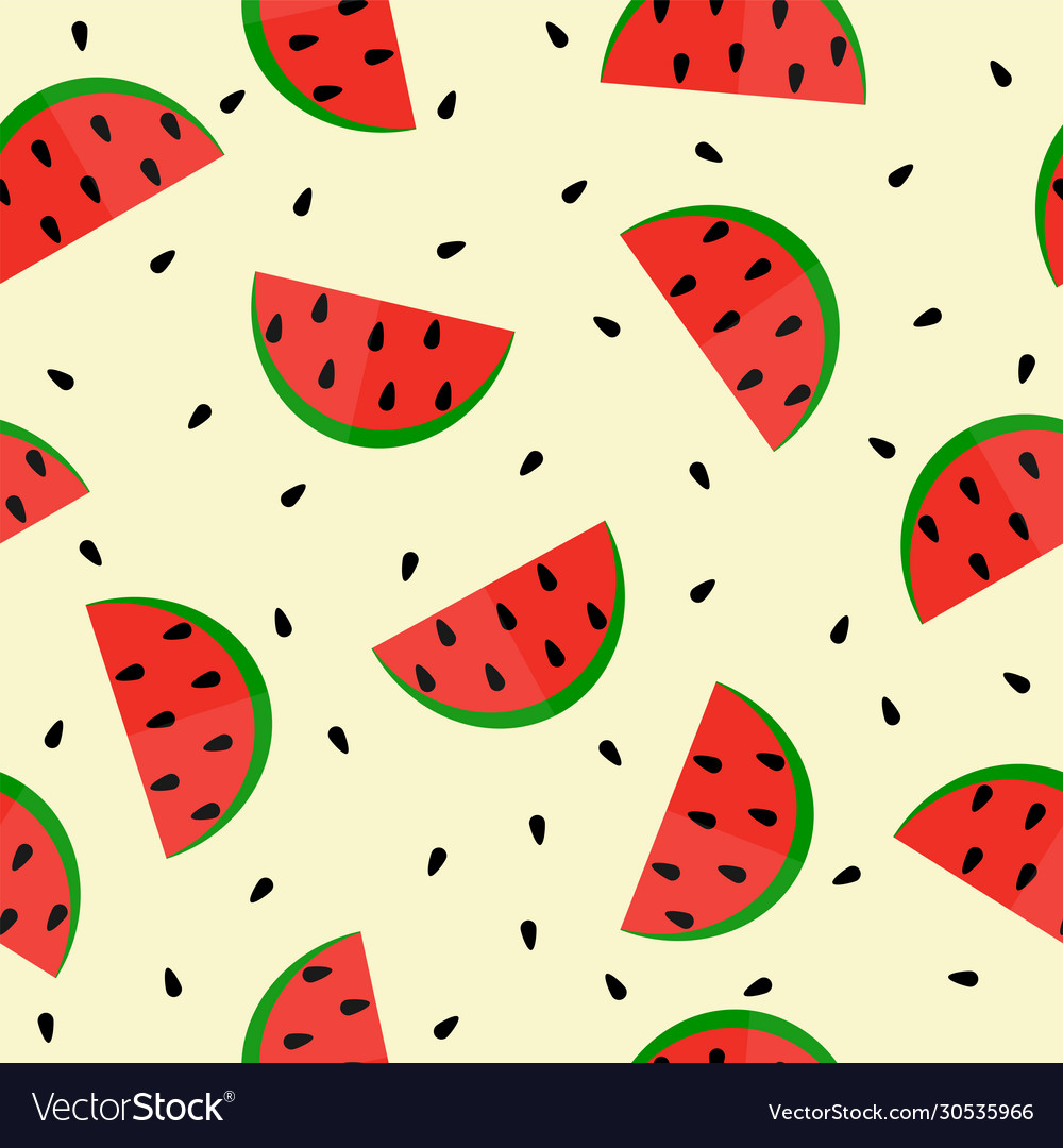 Seamless pattern with watermelon slices and black Vector Image Seamless pattern with watermelon slices and black