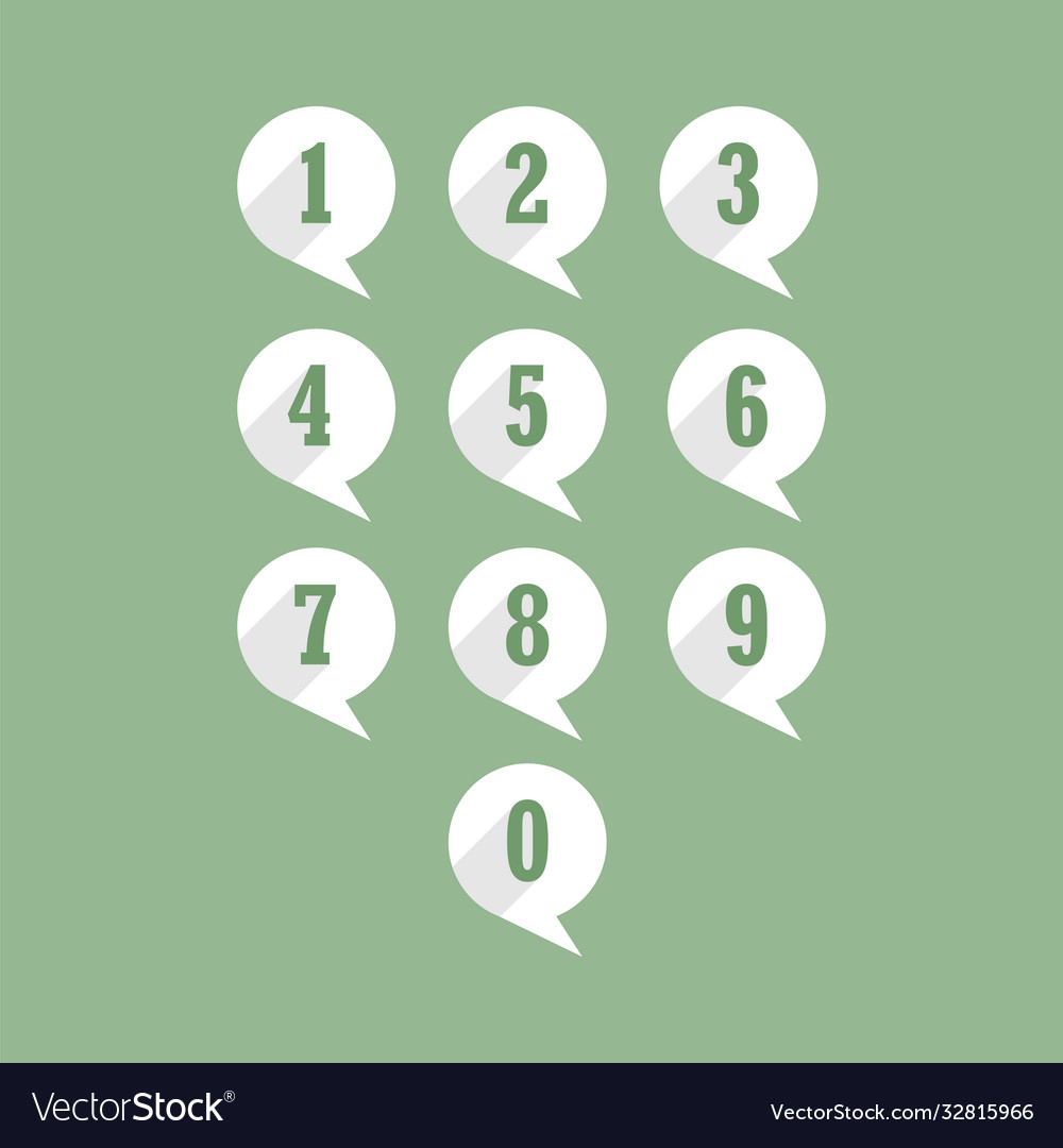 Set flat round icons with numbers from one