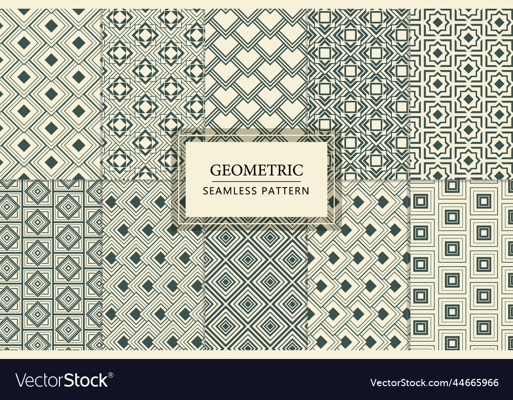 Set of geometric square shapes pattern vector image Set of geometric square shapes pattern