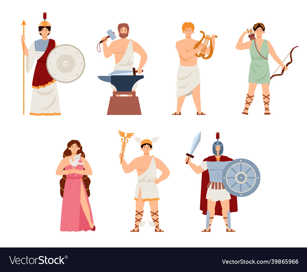 Set of goddesses and gods ancient greek mythology Vector Image