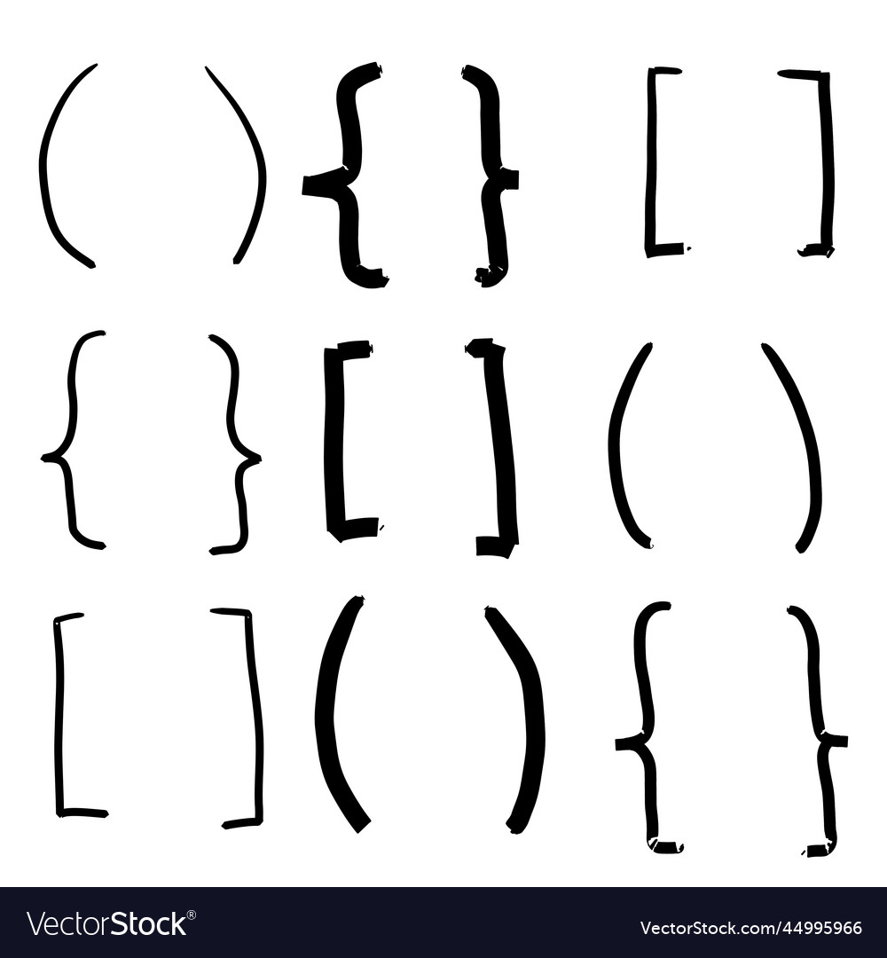 Set of text brackets doodle parenthesis icon Vector Image