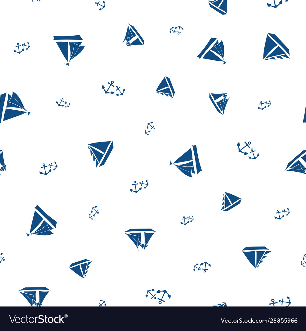 Stencil style navy blue sailing boats