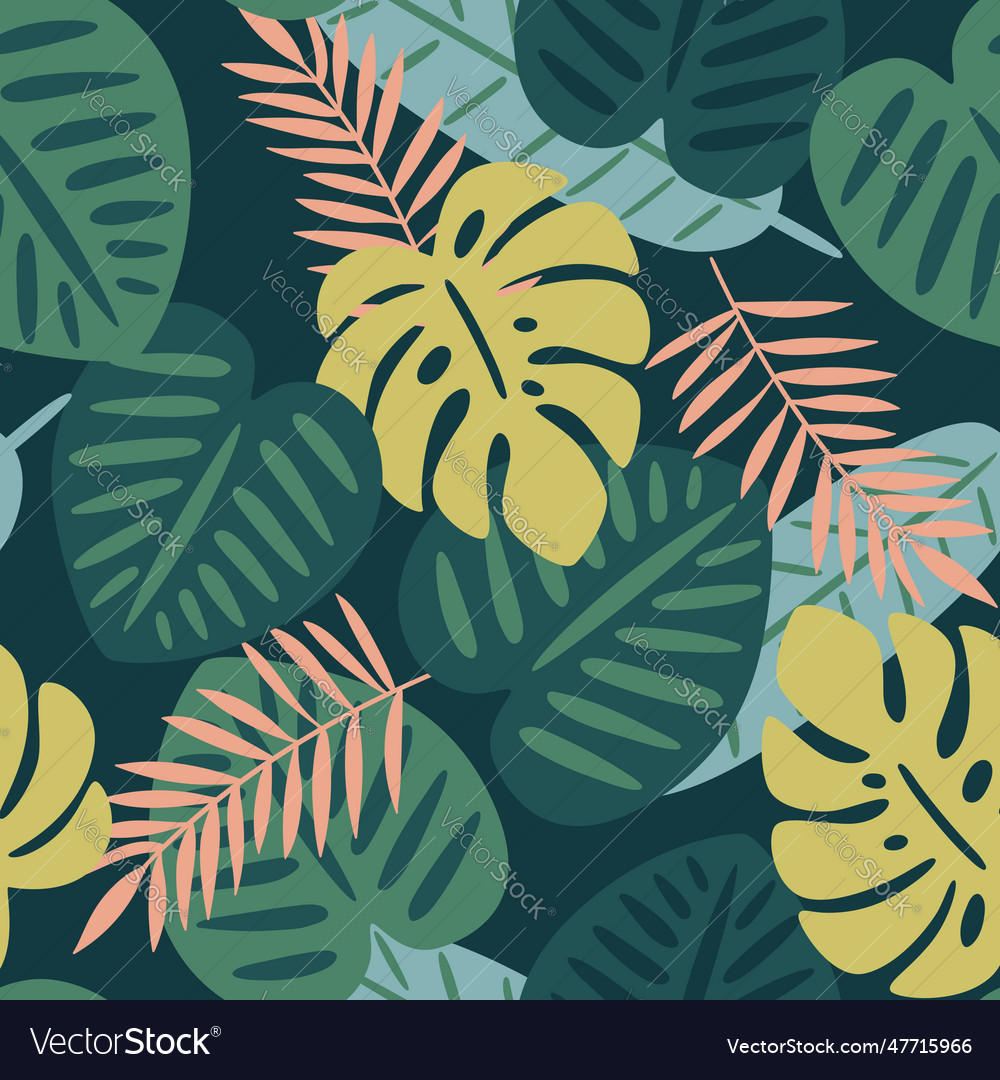 Tropical Leaves Seamless Pattern Royalty Free Vector Image