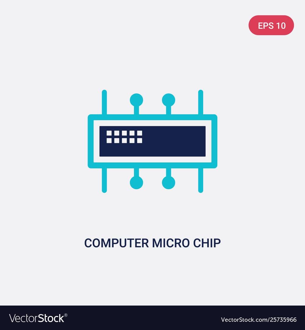 Two color computer micro chip icon from vector image Two color computer micro chip icon from