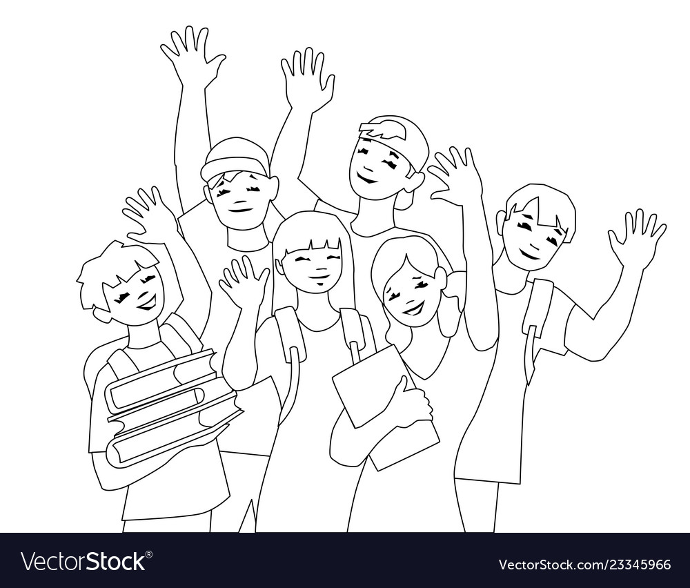 Waving teenys Royalty Free Vector Image - VectorStock