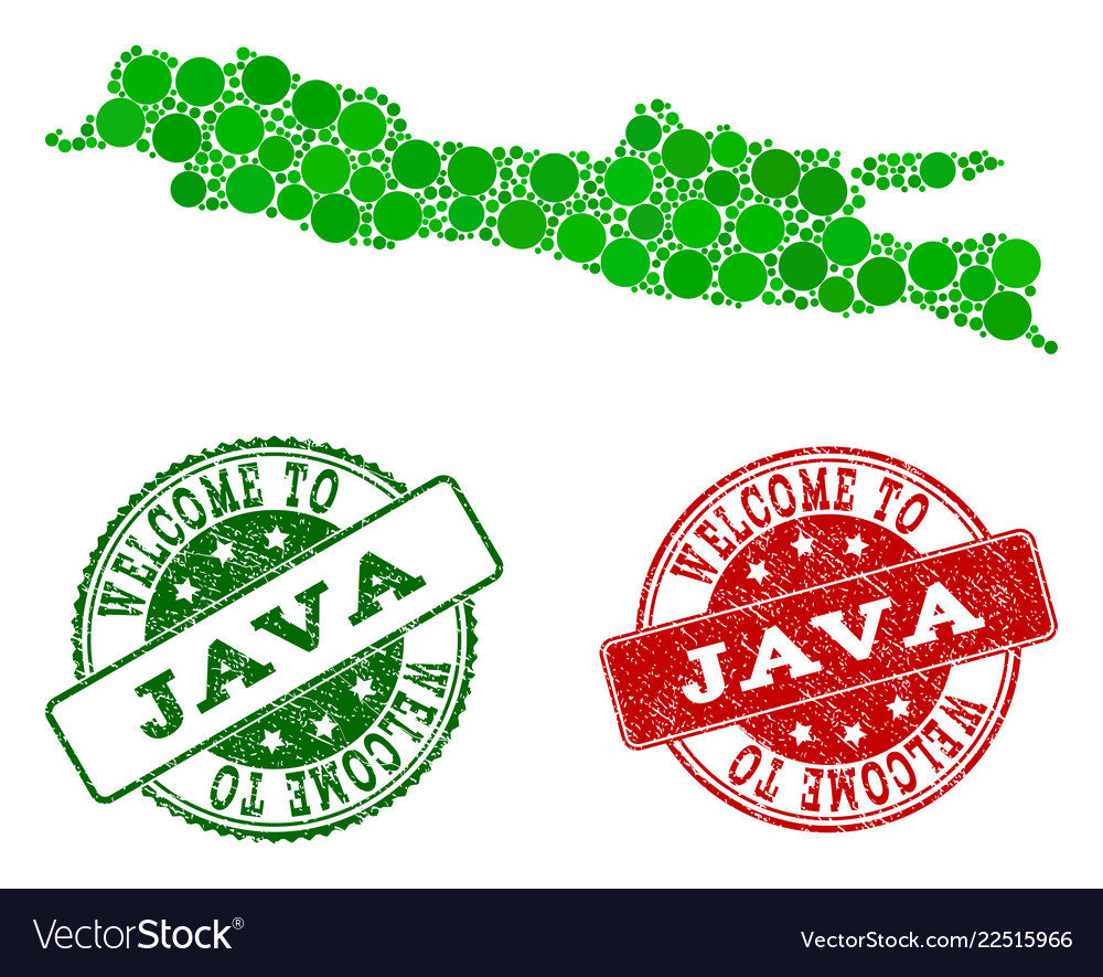 Welcome composition of map java island vector image Welcome composition of map java island