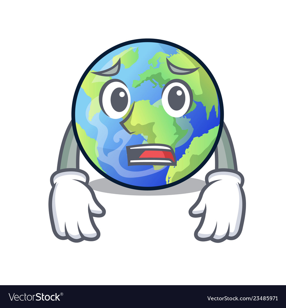 Afraid picture cartoon langait earth Royalty Free Vector