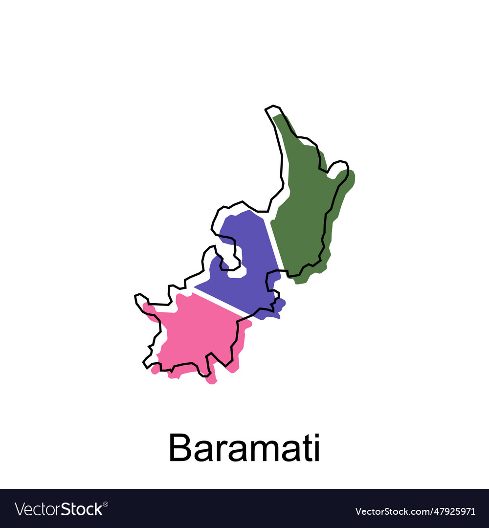 Baramati map design template with outline vector image Baramati map design template with outline