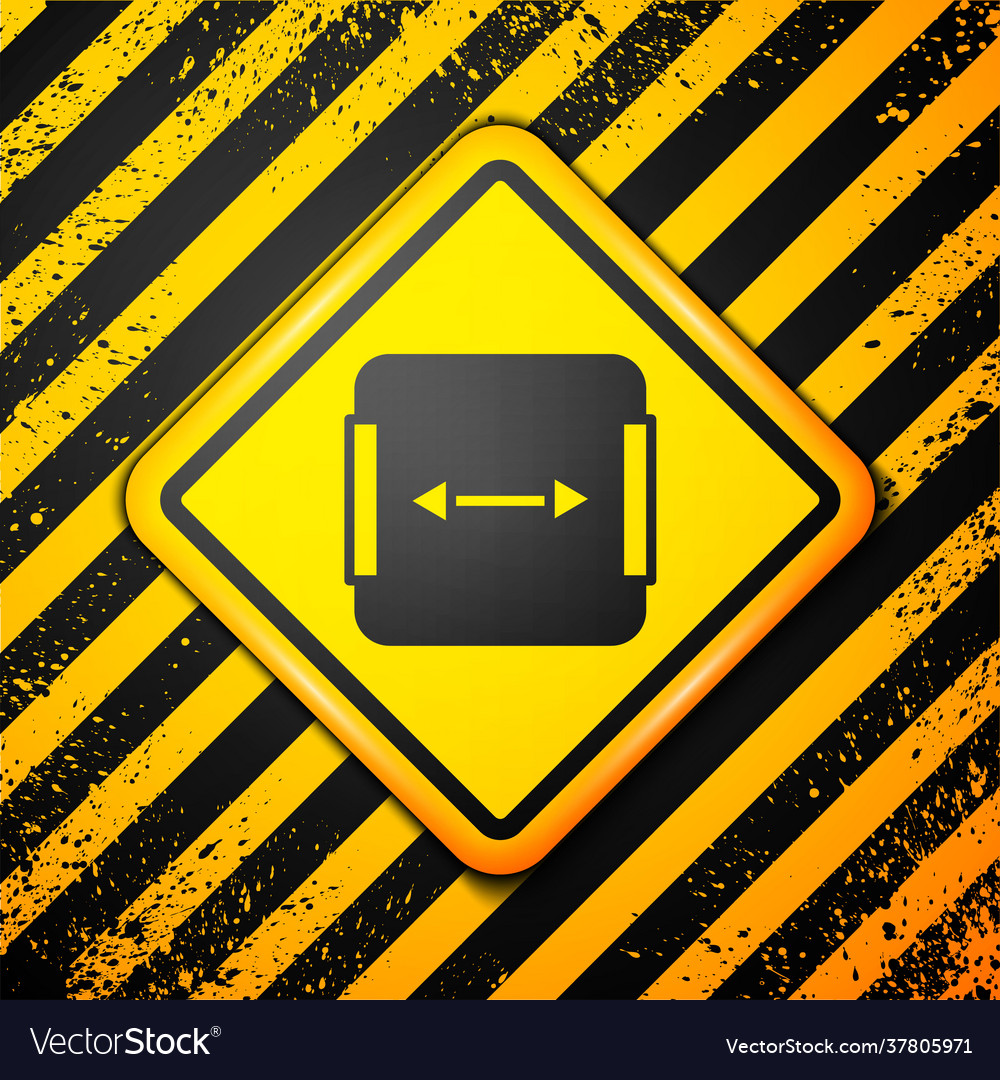 Black area measurement icon isolated on yellow