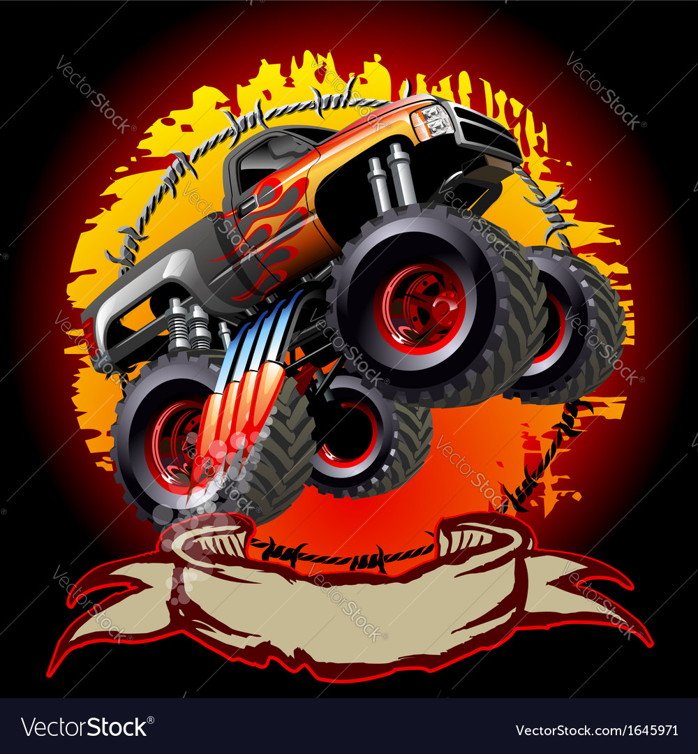 Cartoon monster truck Royalty Free Vector Image