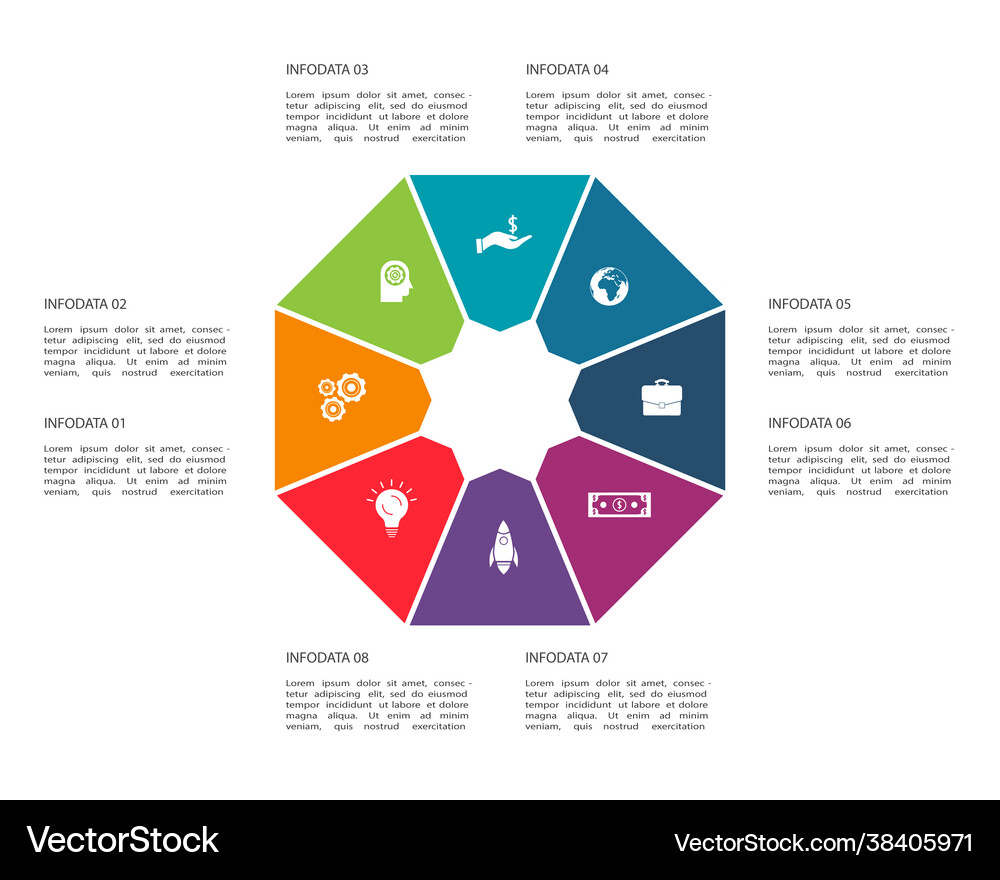 Circle elements graph diagram with 8 steps Vector Image