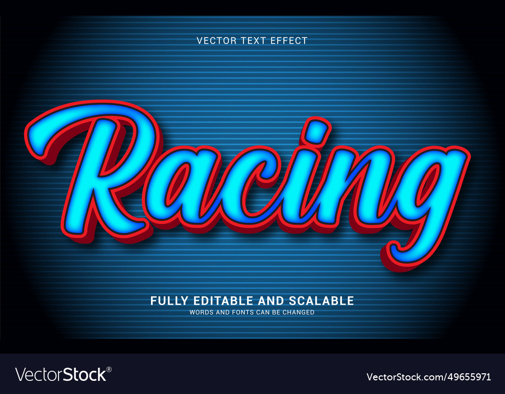 Editable text effect racing style