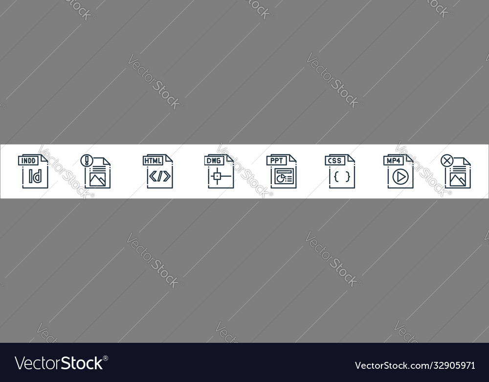 File type line icons linear set quality