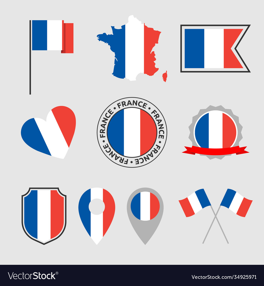 France flag icons set french symbol Royalty Free Vector