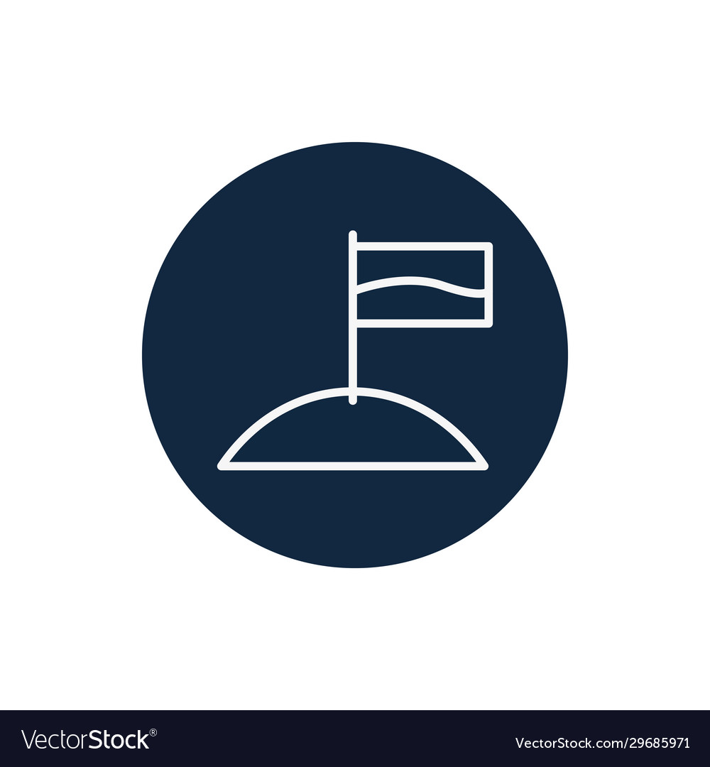 Isolated flag over planet line block style icon vector image Isolated flag over planet line block style icon
