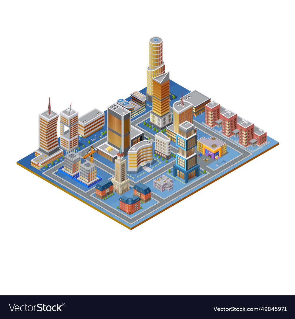 Isometric building set vector image Isometric building set
