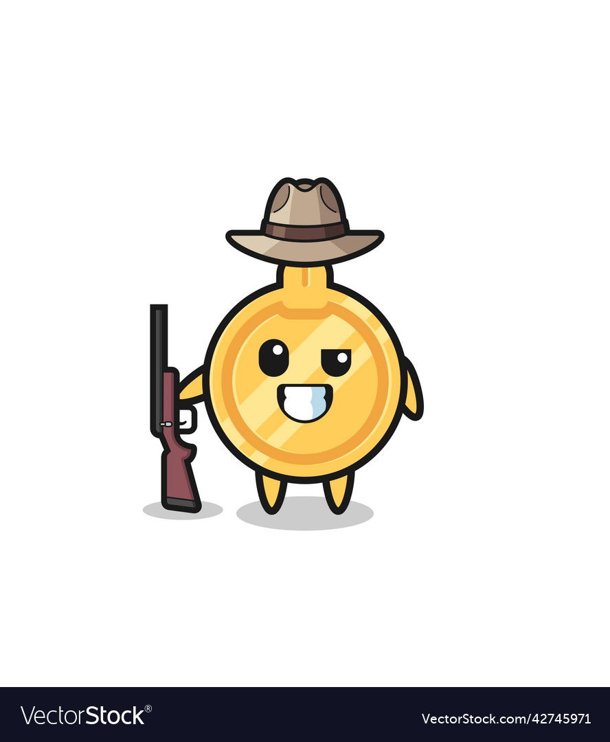 Key hunter mascot holding a gun