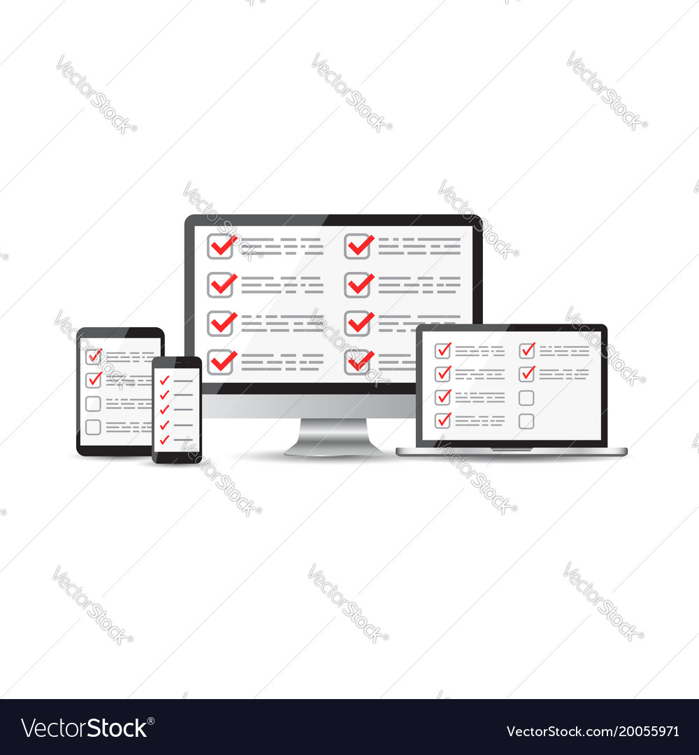 Online survey checklist set tablet computer