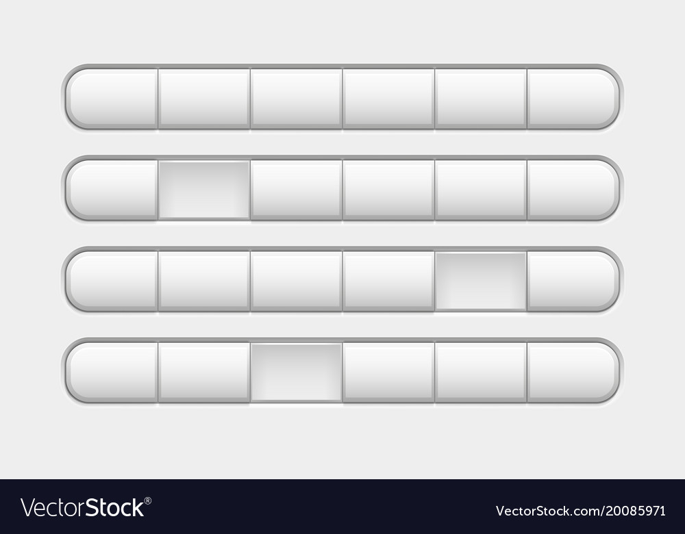 Row of white buttons with some pushed