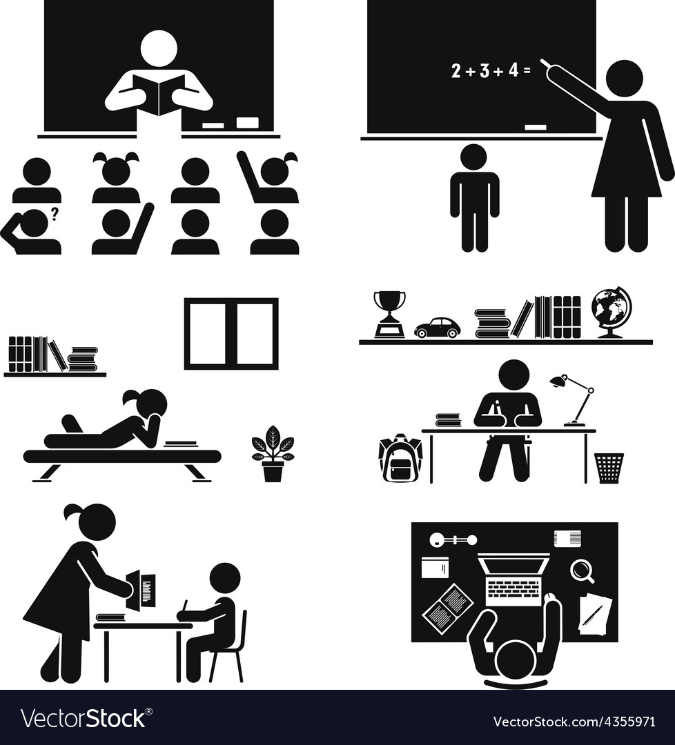 School days Pictogram icon set School children Vector Image