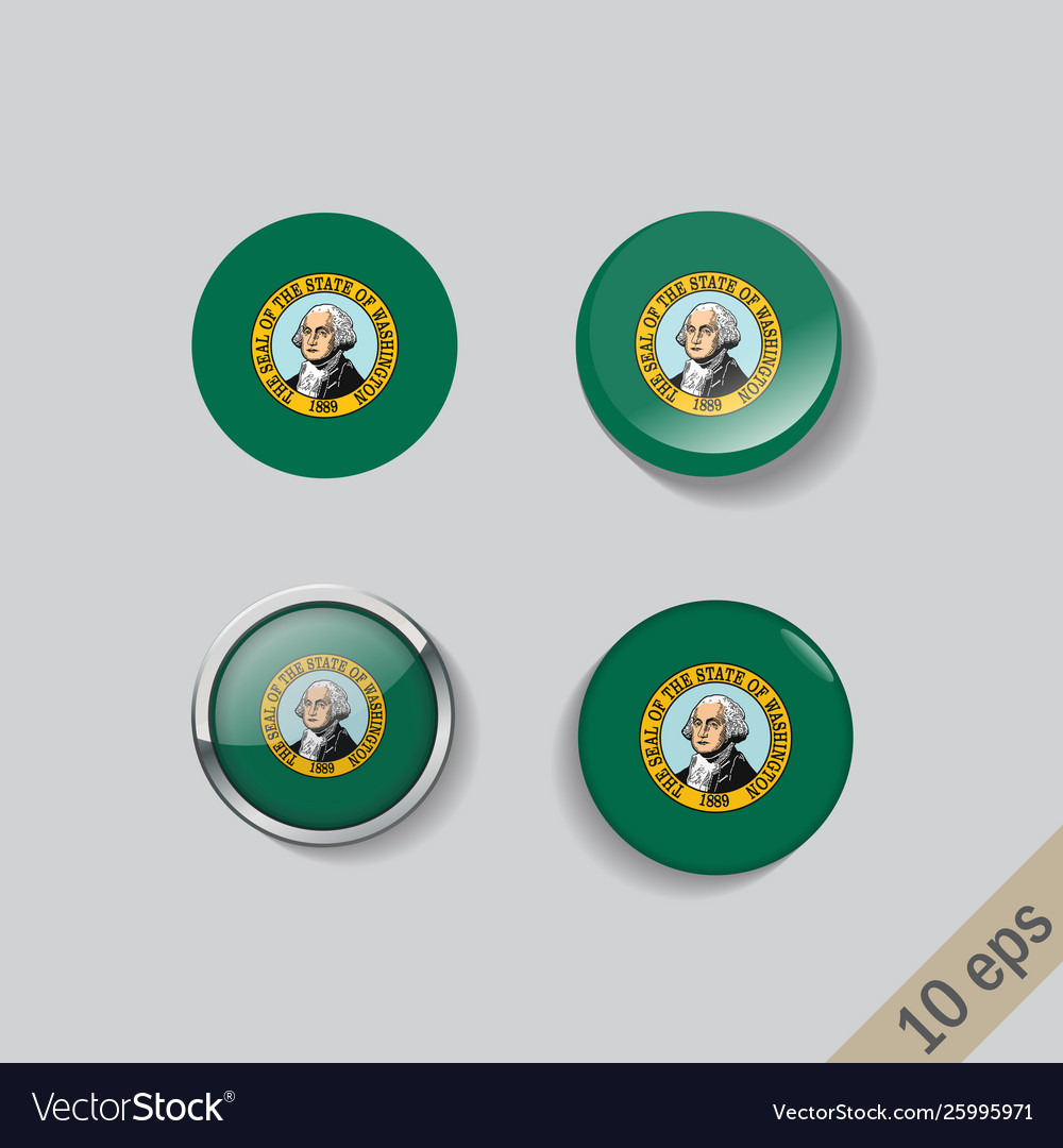 Set round buttons with image washington