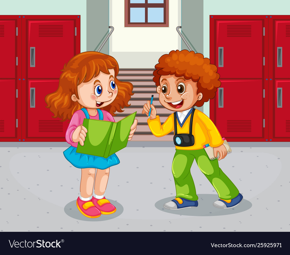 Student at school hallway Royalty Free Vector Image