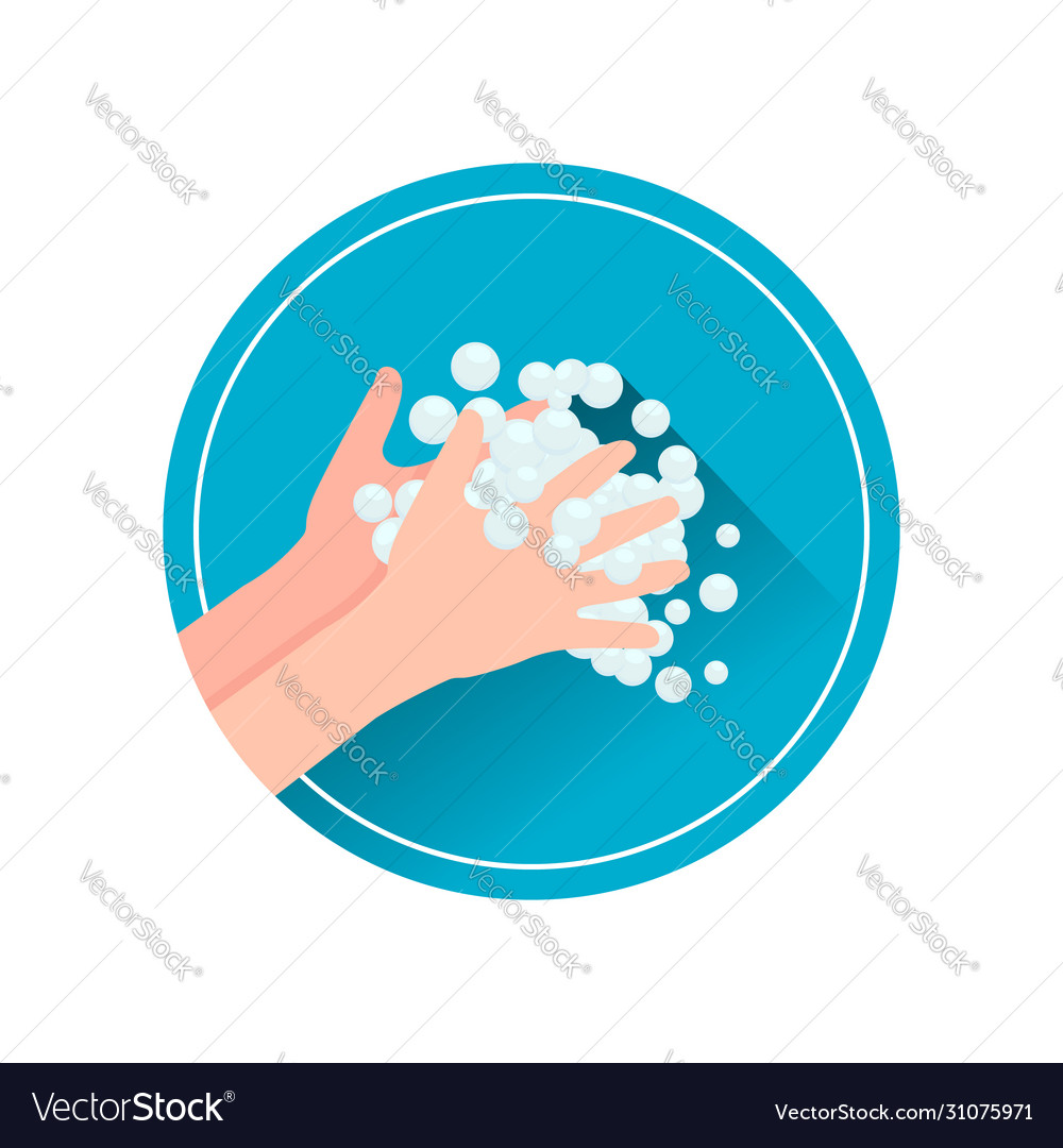 Washing hands with soap isolated on white vector image Washing hands with soap isolated on white