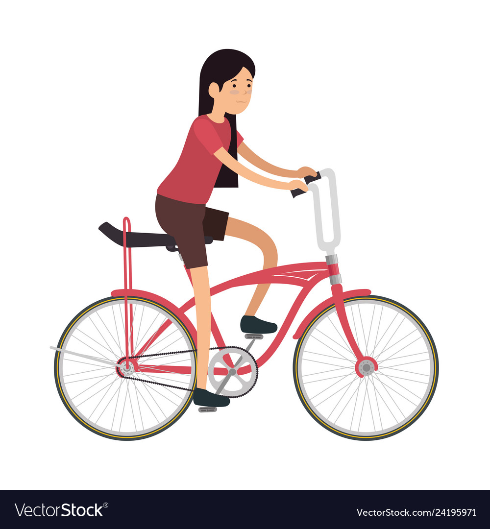 Woman in retro bicycle