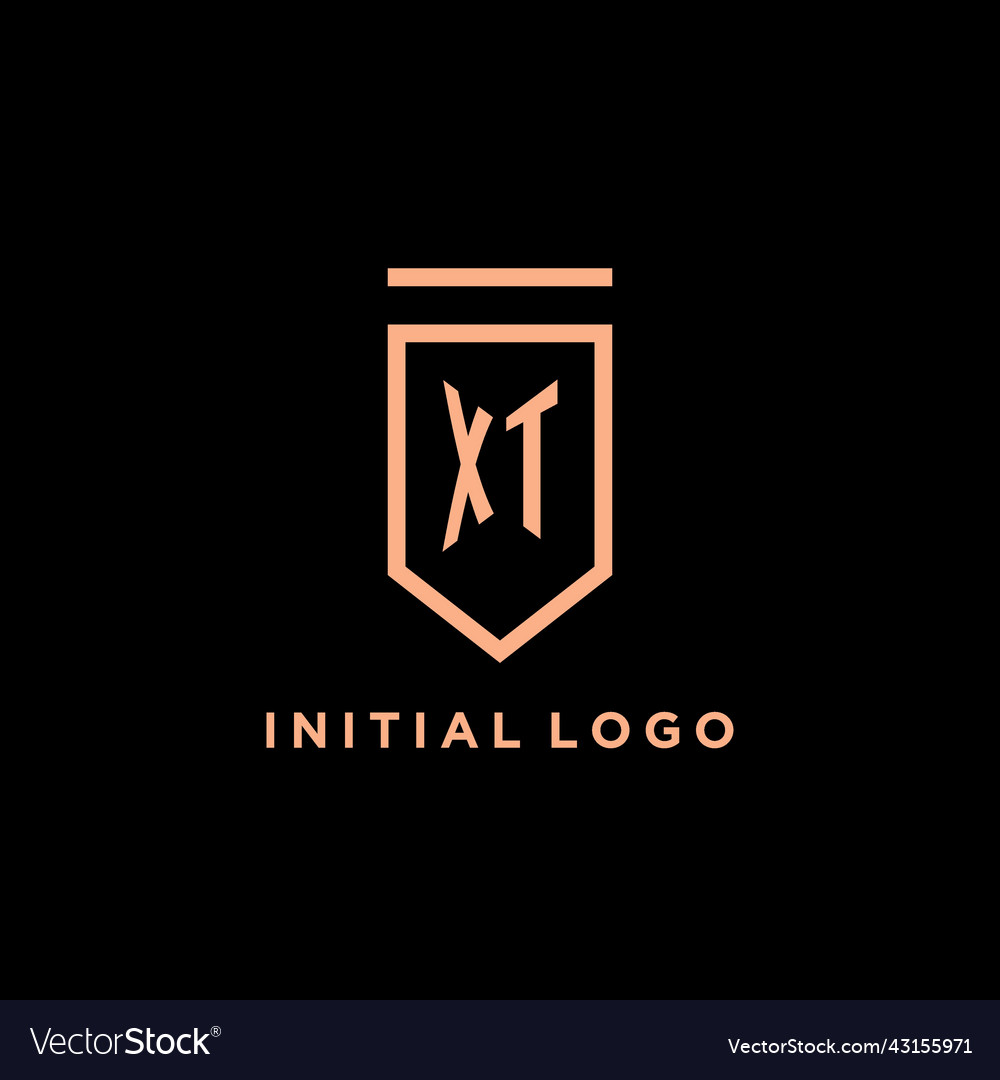 Xt monogram initial with shield logo design icon