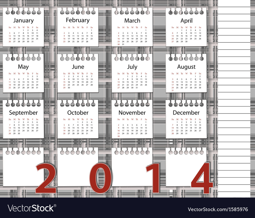 2014 year calendar on the background pattern