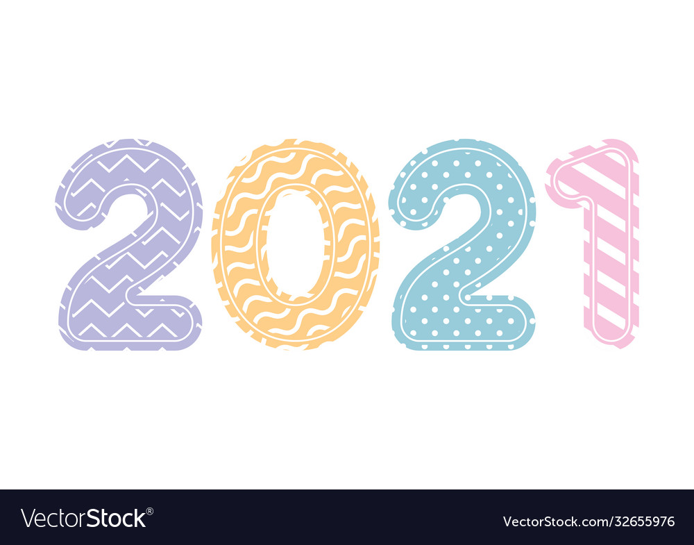 2021 number with lines and points happy new