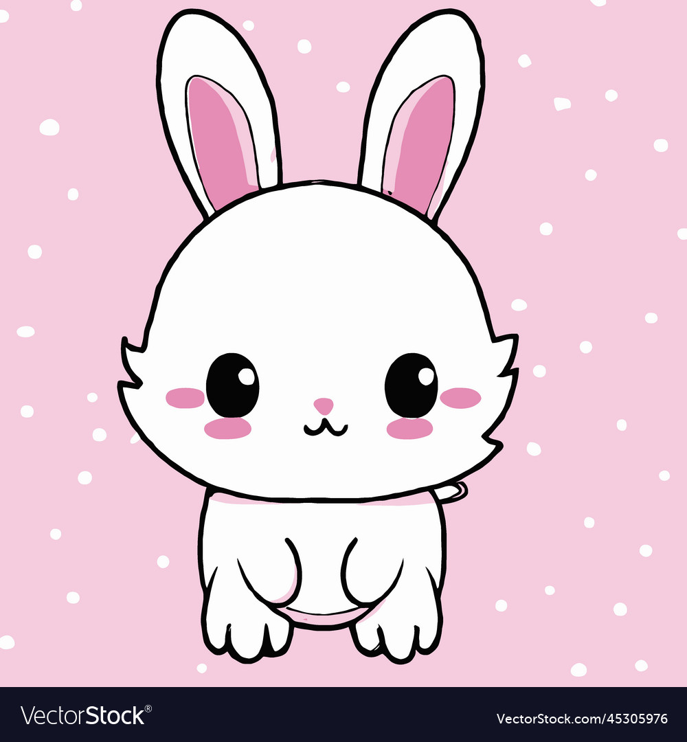 Cute Rabbit Bunny Face In Kawaii Style Vector Clip Art Stock