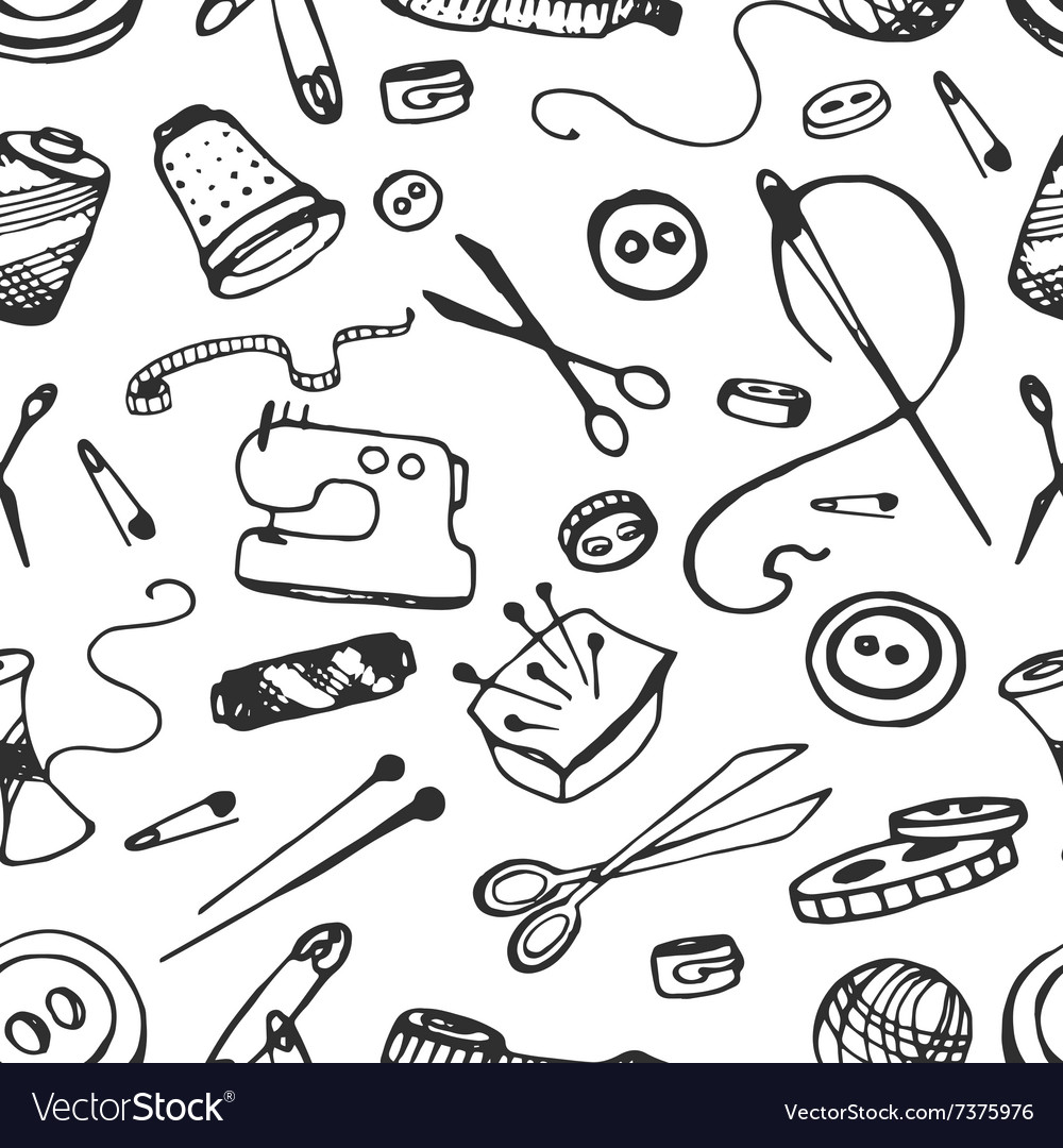 Doodle pattern of tailor business Royalty Free Vector Image