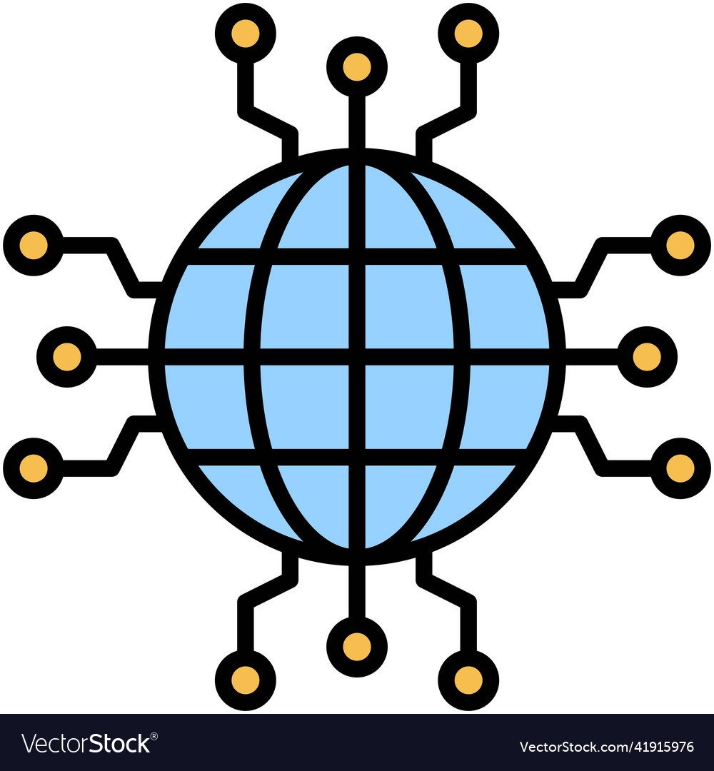Global networking icon blockchain related