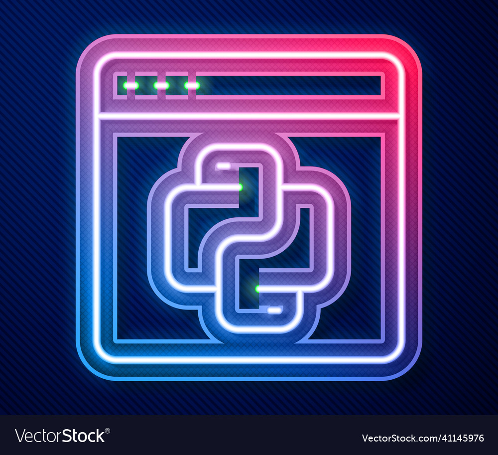 Glowing neon line python programming language icon vector image Glowing neon line python programming language icon