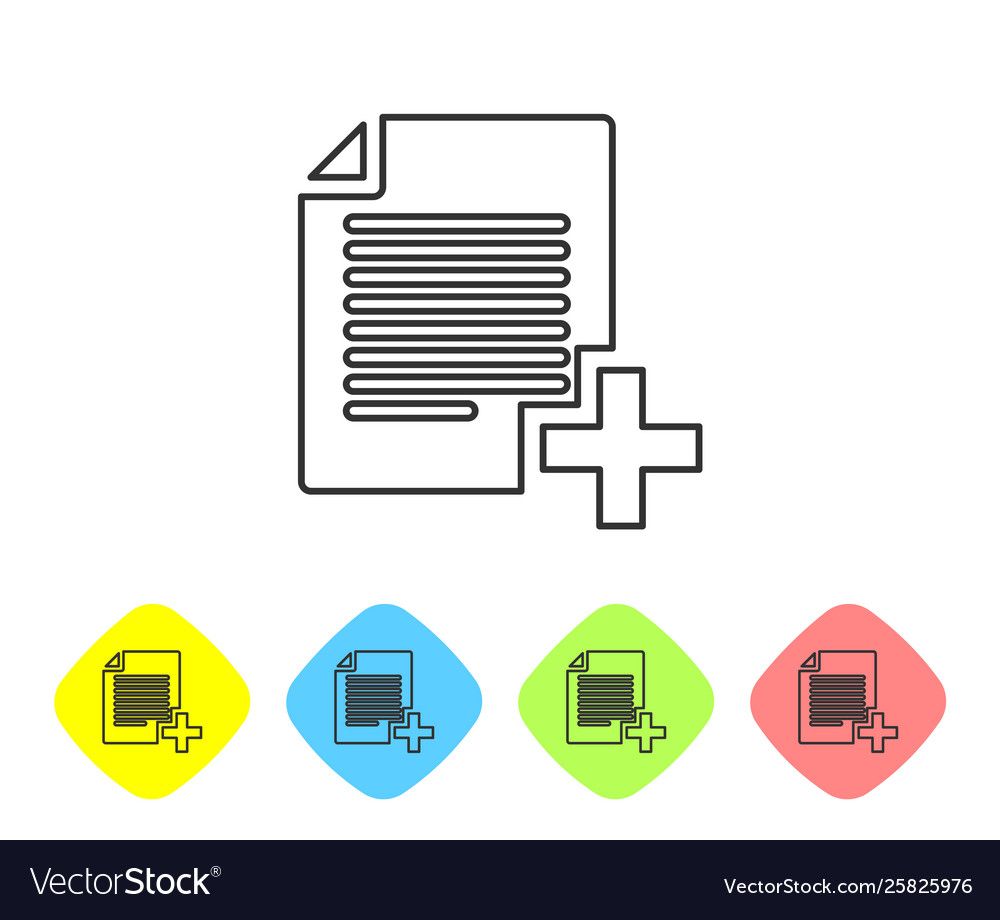 Grey add new file line icon isolated on white vector image Grey add new file line icon isolated on white
