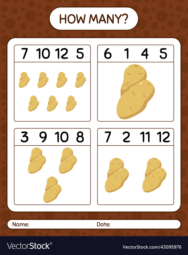 How many counting game with potato worksheet